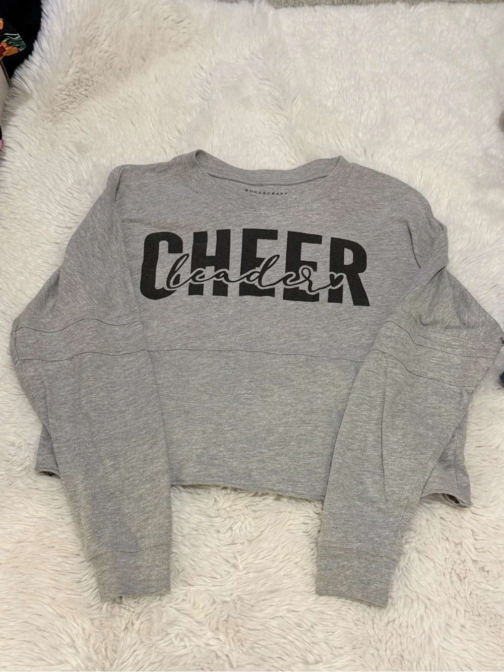 boxercraft Grey CHEER Cropped Sweatshirt